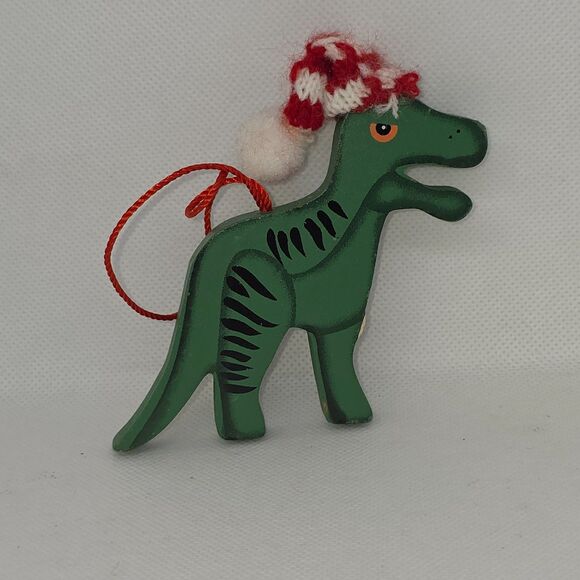 Set of 4 Wooden Christmas Animal Ornaments - Giraffe, Monkey, Lion & Dinosaur - Picture 10 of 15